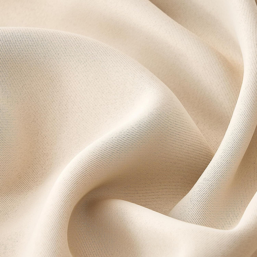 Topfinel Gardinen Blickdicht Vorhänge mit Ösen Verdunklungsvorhänge Kurz Vorhang Beige 2er Set 140x2