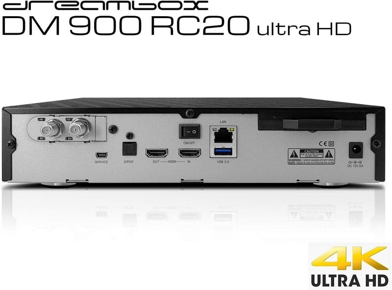 Dreambox DM900 RC20 UHD 4K 1x Dual DVB-S2X MS Tuner 1TB HDD E2 Linux PVR Receiver 1 TB HDD 1x DVB-S2