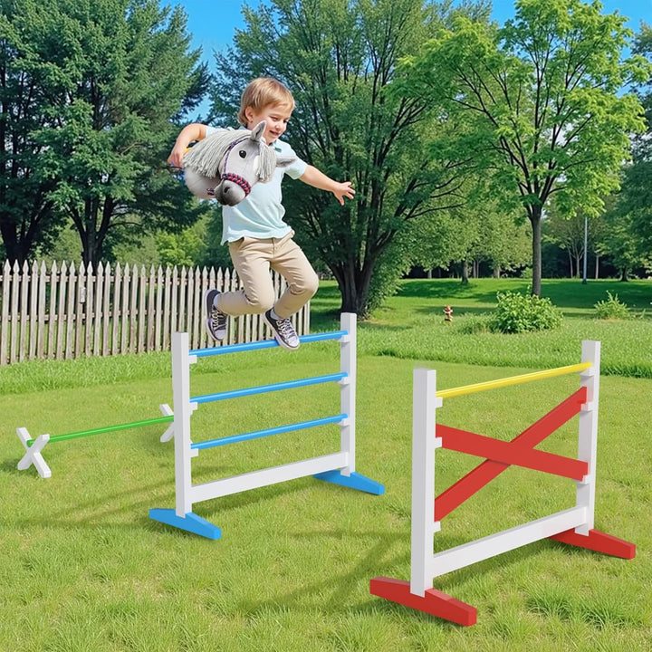 Hobby Horse Hindernisse – Steckenpferd Parcours mit 2 Sprüngen, 1 Hürde, höhenverstellbar, ideal für