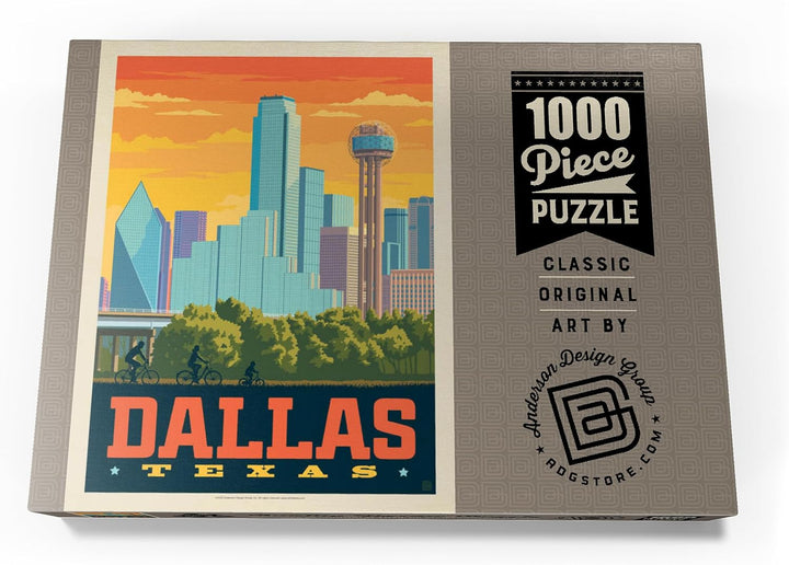 Dallas, Texas: Sunset Skyline, Vintage Poster - Premium 1000 Teile Puzzle - MyPuzzle Sonderkollektio