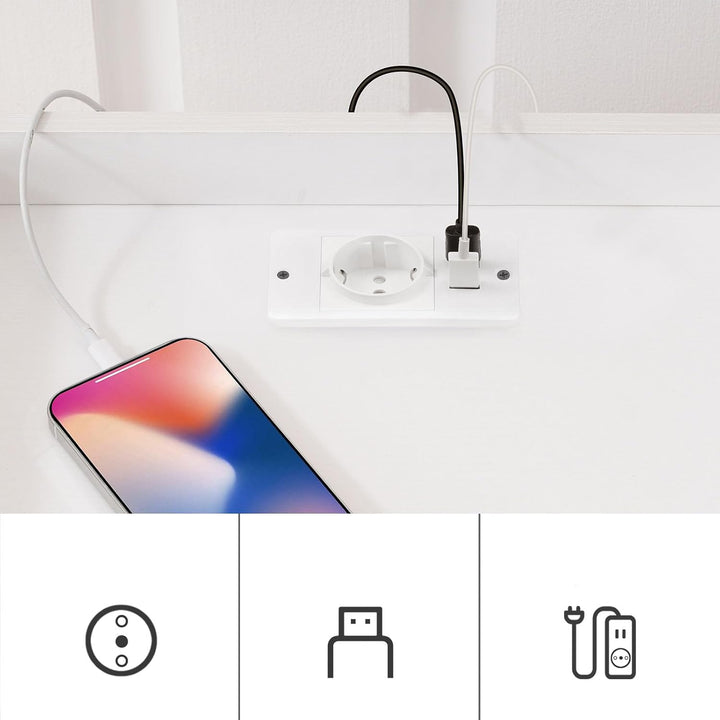 HOOBRO Nachttisch mit LED Streifen, Nachttisch mit Ladestation, Beistelltisch mit 2 Schubladen, Sofa
