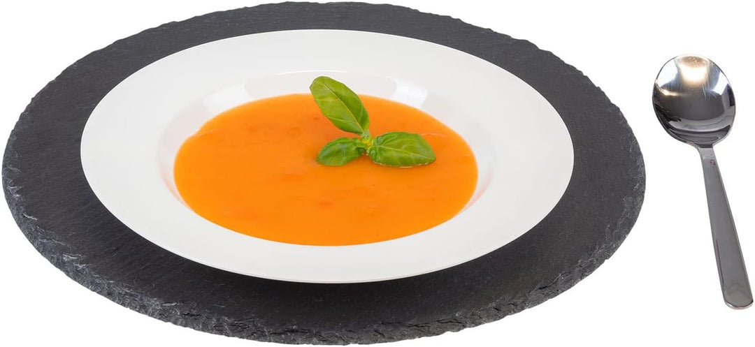 Westmark 2 Naturschiefer-/Servierplatte, rund, mit Kratzschutz, Durchmesser: je 30 cm, Schiefer, Tap