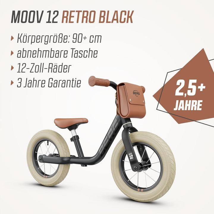 BERG MOOV 12 Laufrad | ab 2,5 Jahre | 12 Zoll | Lauflernrad bis 30 kg mit Luftreifen | Lenkrad und S