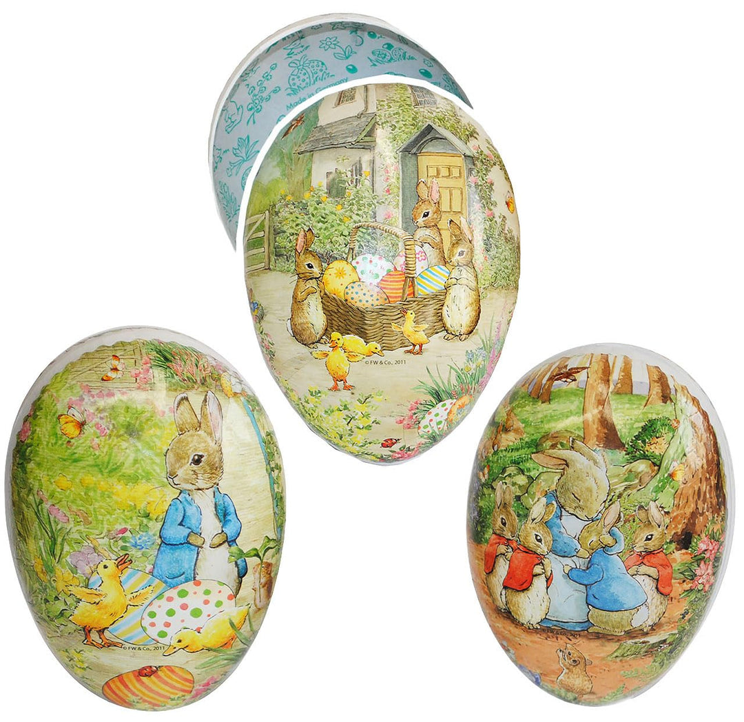 3 Stück Füll - Pappeier - 15 cm - Beatrix Potter - süsse Hasen - Osterei/Ei zum befüllen - Deko Papp