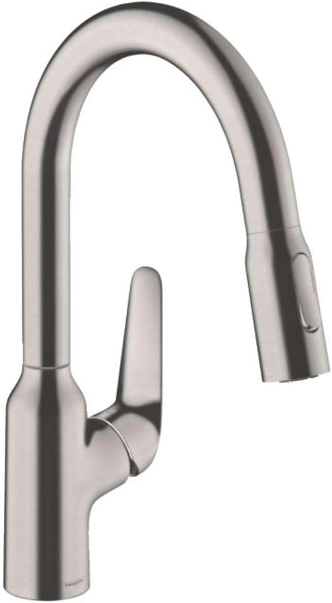 hansgrohe Küchenarmatur (Wasserhahn Küche 360° schwenkbar, ausziehbare Brause mit 2 Strahlarten, hoh