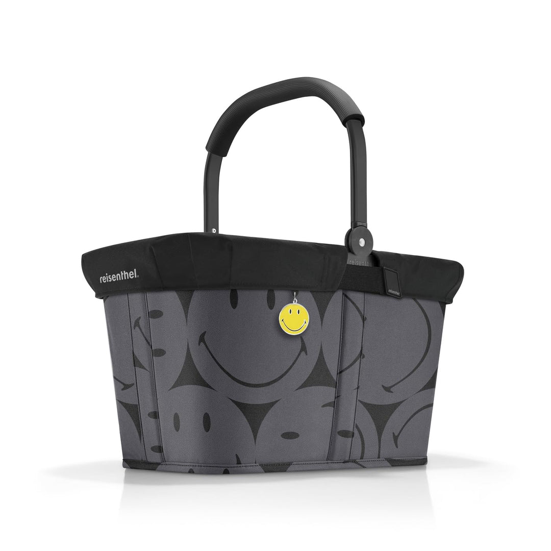Reisenthel Set carrybag smiley® grey mit Cover black Stabiler Einkaufskorb mit praktischer Innentasc