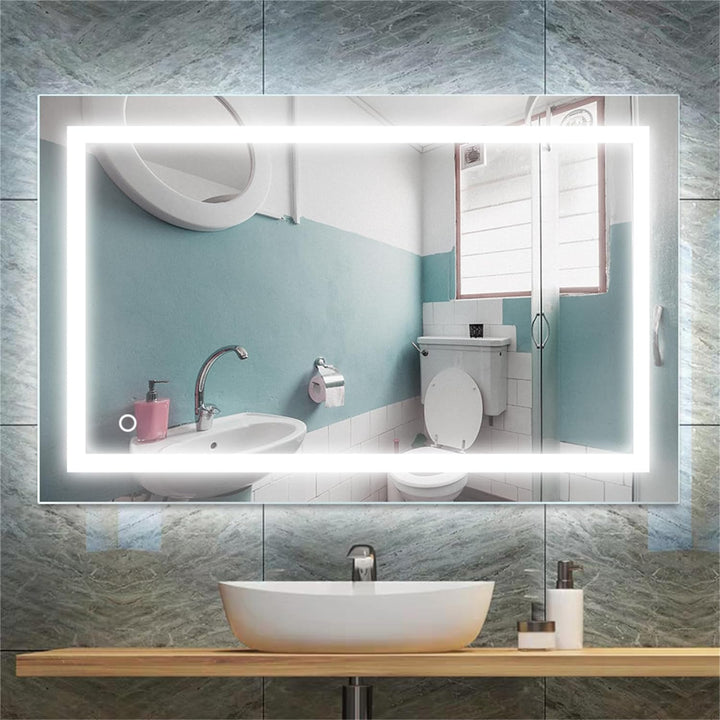 Homewell Badspiegel mit Beleuchtung, 50x70cm LED Wandspiegel mit Touch-Schalter, Kaltweiss Licht 650