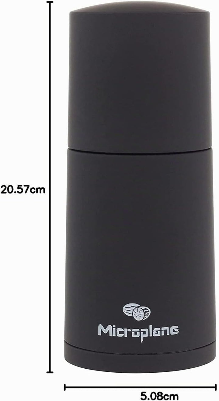 Microplane Gewürzmühle Schwarz für Muskatnuss, Zimt, Tonkabohnen, Langpfeffer und andere getrocknete