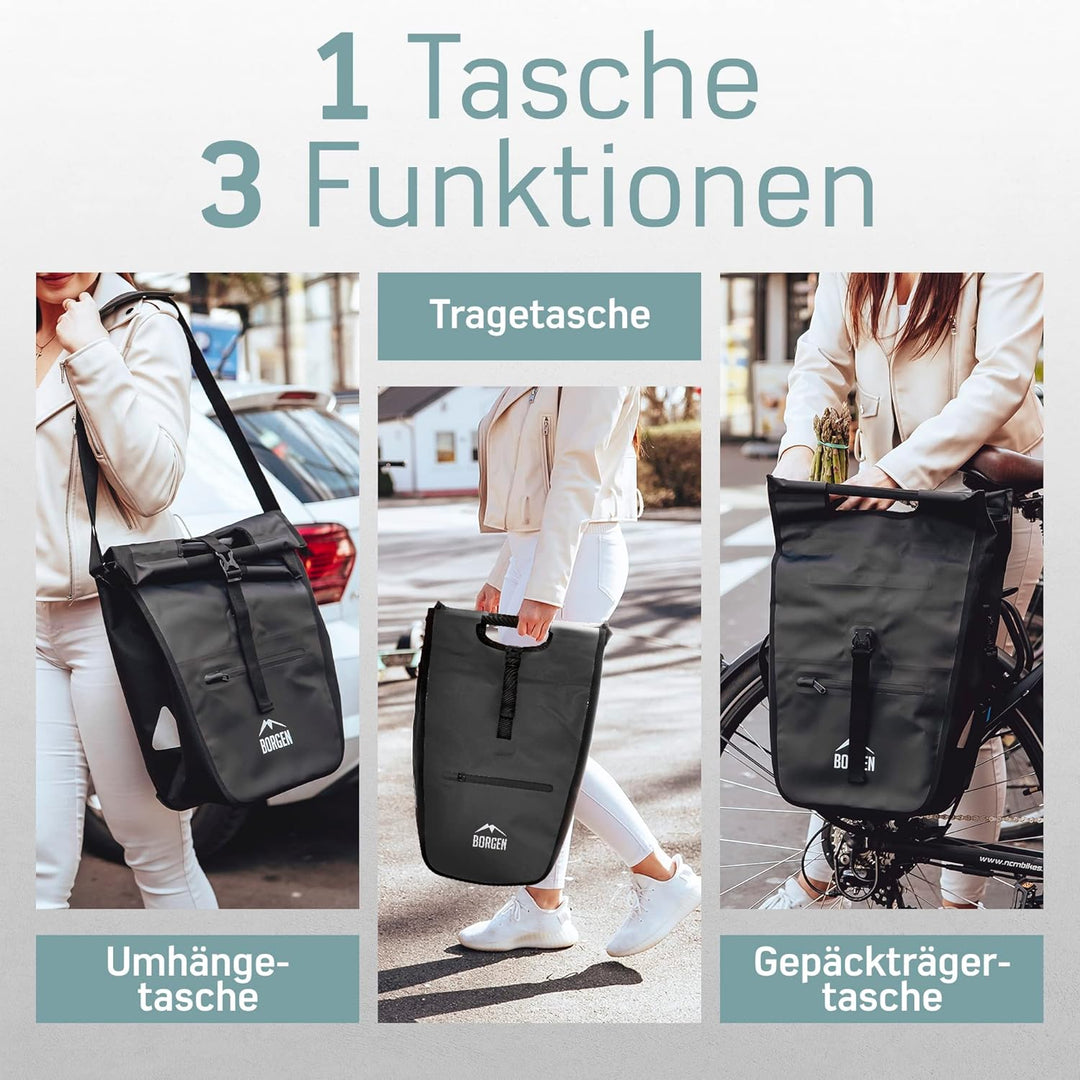 Borgen Fahrrad Einkaufstasche für Gepäckträger mit herausnehmbaren Kühleinsatz - Verwendbar als Gepä