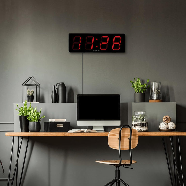 NeXtime NT3059 Big D Wanduhren, Metall und Kunststoff, Schwarz, 51.5 x 18 x 4.5 cm