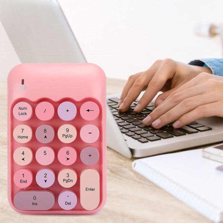 Mini 2,4 G Bluetooth Ziffernblock, 18 Tasten Nummernblock, Kabelloser Ziffernblock, Vintage, Bunte R