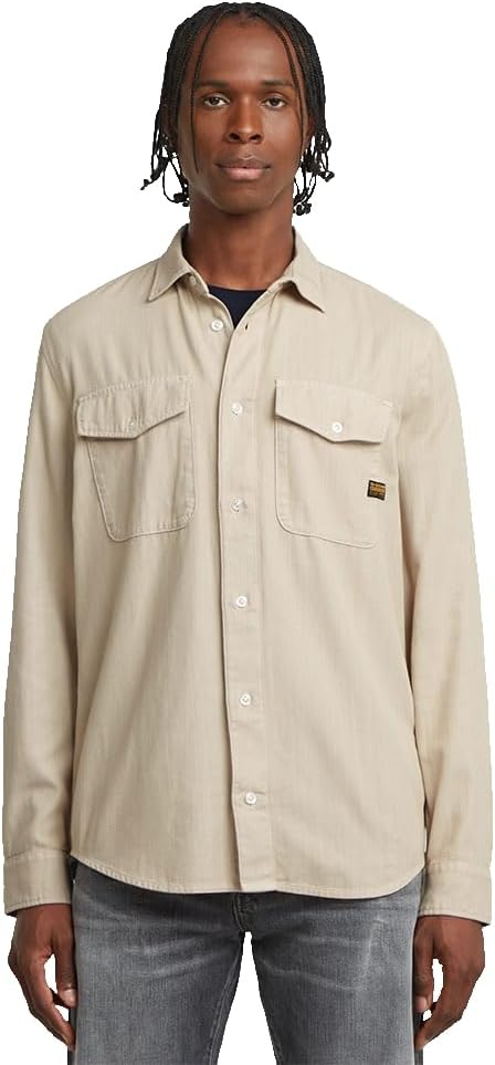 G-STAR Herren Marine Slim Hemd Shirts (1er Pack) S Beige (Dk Brick Gd D24963-d454-d848), S Beige (Dk