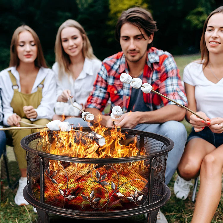 Feuerschale, Feuerschale Garten, Feuerkorb mit Funkenschutz, Feuerstelle Retro-Look, inkl. Poker & K