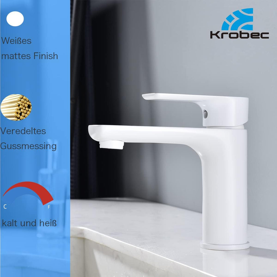 Krobec Einhebelmischer wasserhahn bad,waschtischarmatur mit Wassersparfunktion,wasserhahn gäste wc,W