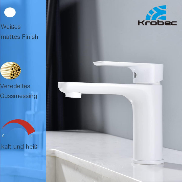 Krobec Einhebelmischer wasserhahn bad,waschtischarmatur mit Wassersparfunktion,wasserhahn gäste wc,W