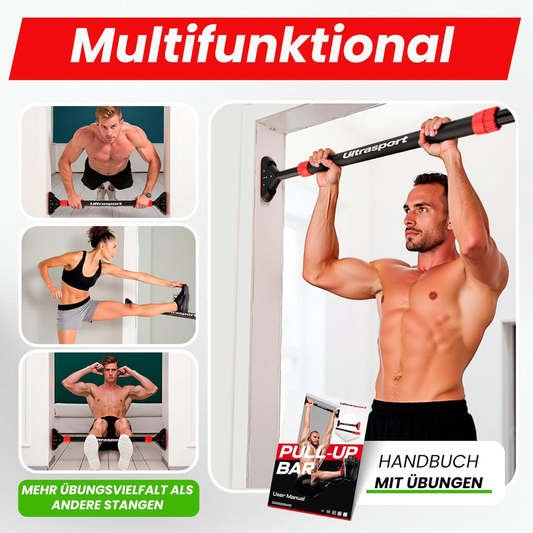 Ultrasport Klimmzugstange, Türreck, verstellbar von 66,5 cm bis 93 cm, ohne Schrauben montierbar, ru