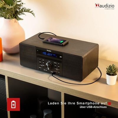 Audizio Prato - DAB Radio mit CD Player, MP3-Player, Bluetooth Radio, USB, DAB+, FM-UKW, Fernbedienu