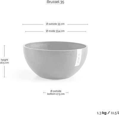 ECOPOTS Pflanzschale Blumentopf Brüssel Weiss - Durchmesser Ø 35 cm rund gross - Pflanzentopf aus Re