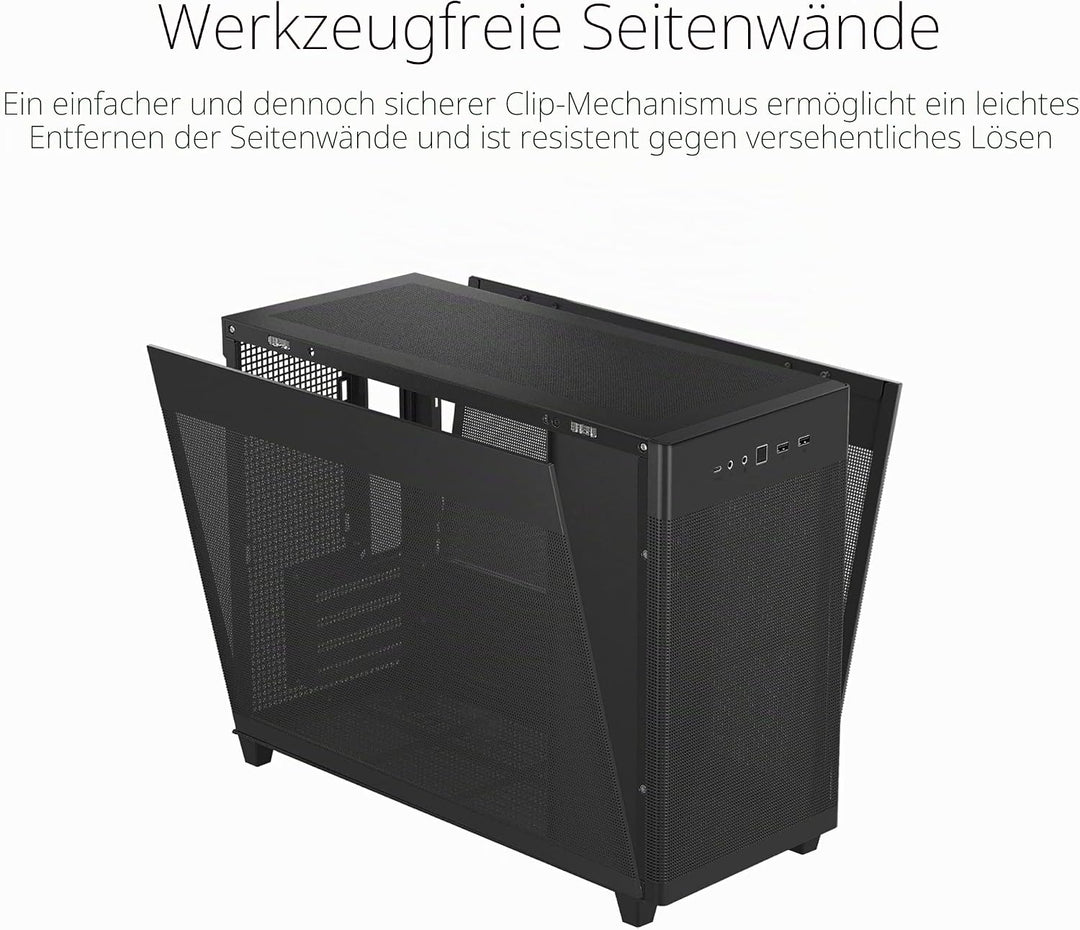 ASUS Prime AP201 MicroATX PC-Gehäuse (33 Liter, unterstützt 360-mm-Kühler, Grafikkarten bis 338 mm L