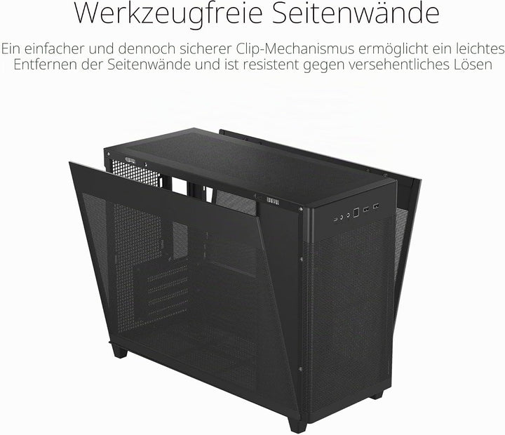 ASUS Prime AP201 MicroATX PC-Gehäuse (33 Liter, unterstützt 360-mm-Kühler, Grafikkarten bis 338 mm L