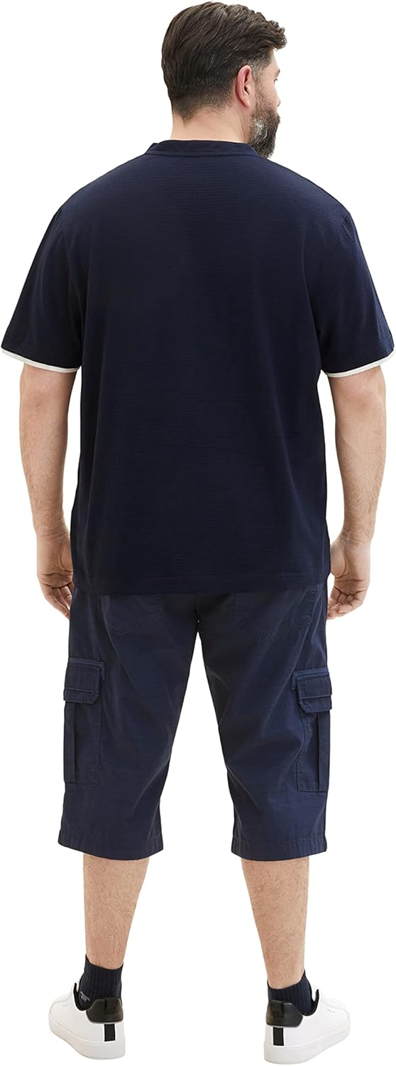 TOM TAILOR Herren Plussize Cargo Max Overknee Bermuda Shorts 48 Grosse Grössen 31293 - Navy Check, 4