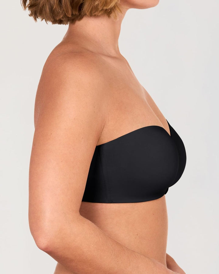 DELIMIRA Damen Minimizer Trägerloser BH mit Bügel ohne Polster ohne Geformte Cups 70B Schwarz, 70B S