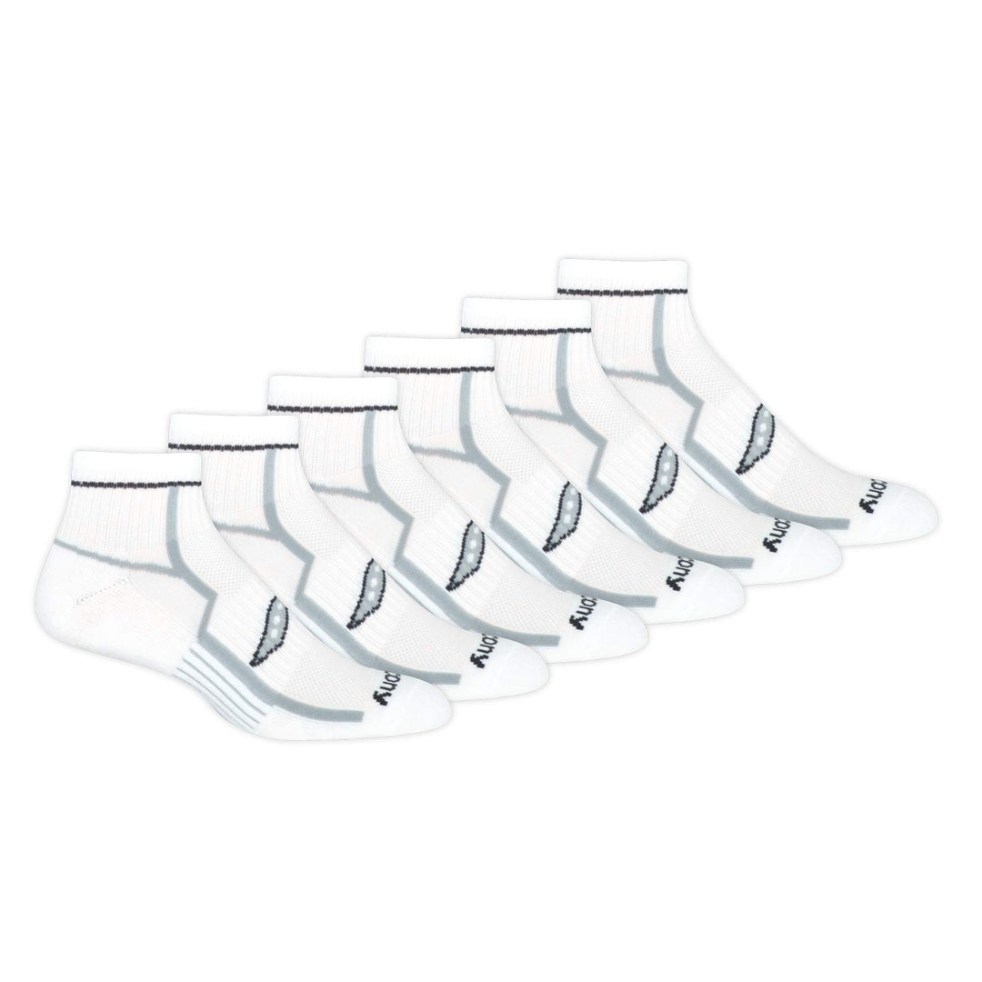 Saucony Herren Multipack Bolt Performance Quarter Socken, Weiss (6 Paar)