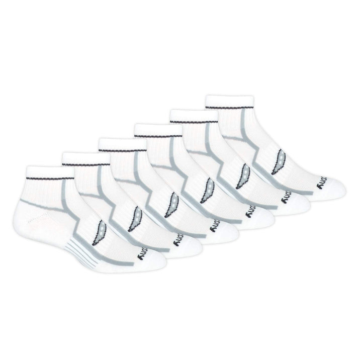 Saucony Herren Multipack Bolt Performance Quarter Socken, Weiss (6 Paar)