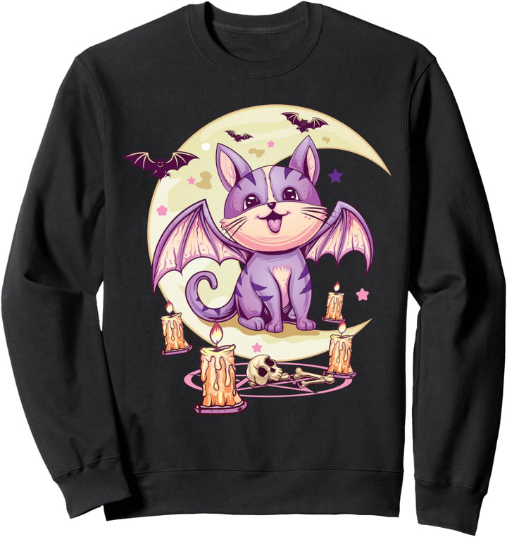 Kawaii Pastel Goth Cute Creepy Cat Vaporwave Menhera Nu Goth Sweatshirt