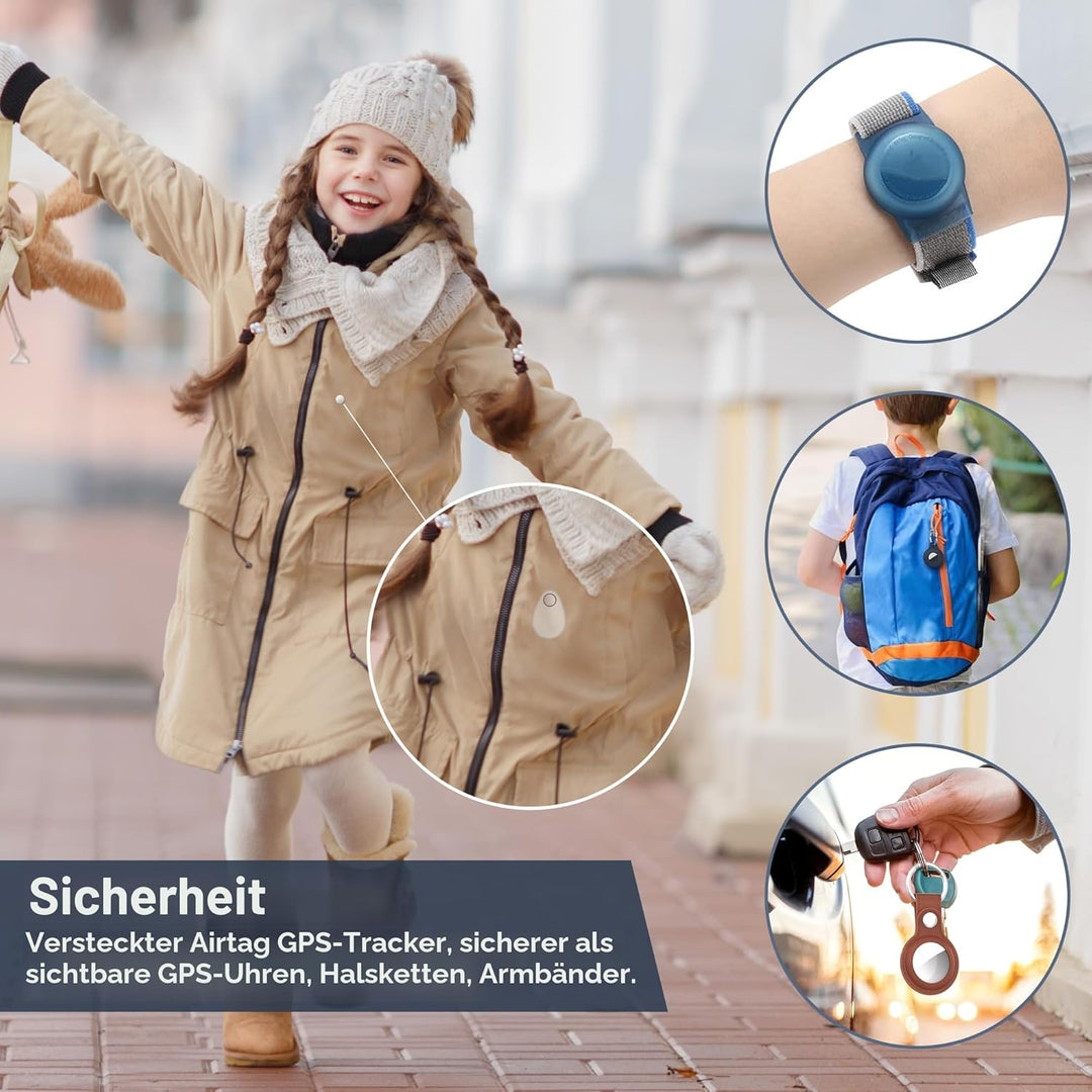 Airtag-Halterung für Kinder,4 Stück, versteckte GPS-Tracker-Hülle, Anti-Entfernung, Airtag-Silikonhü