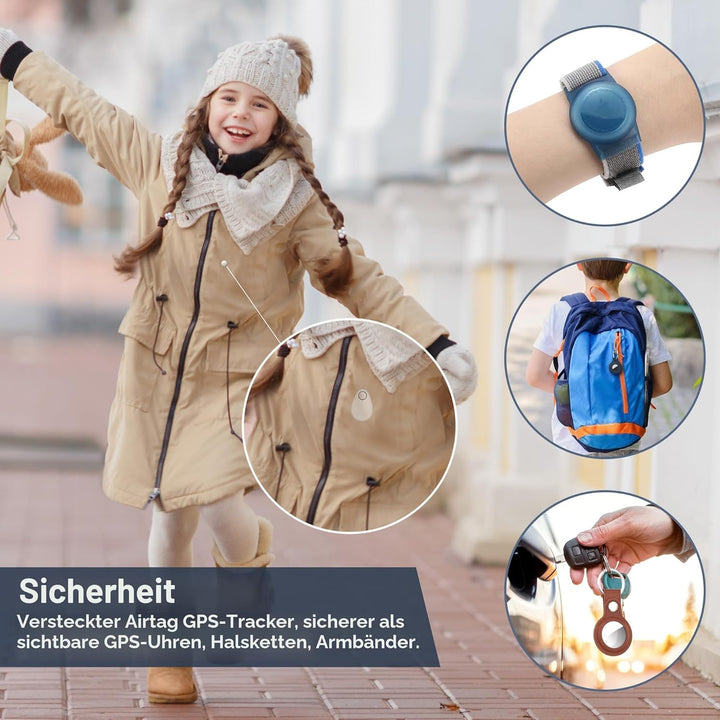 Airtag-Halterung für Kinder,4 Stück, versteckte GPS-Tracker-Hülle, Anti-Entfernung, Airtag-Silikonhü