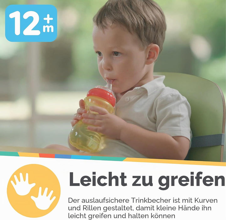 Nuby Trinkbecher für Mädchen, mit flexiblem Strohhalm, 284 ml, 3 Stück, Girls