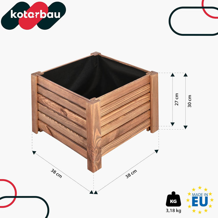 KOTARBAU® Blumenkasten - 38 x 38 x 30 cm - Pflanzkasten mit Vlies - Pflanzkübel gross aussen - Balko