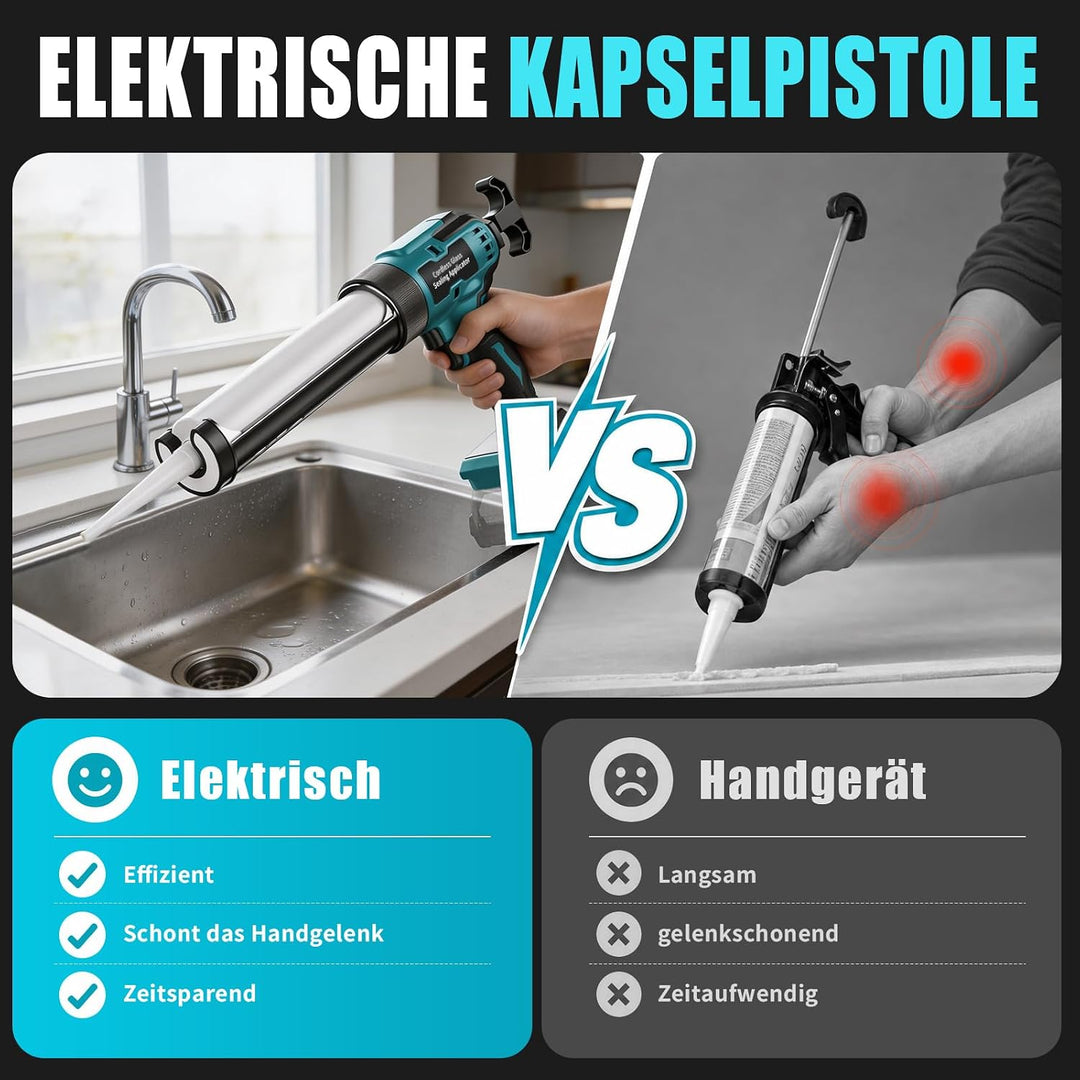 Akku Kartuschenpresse für Makita 18V Akkus- 300ml, Elektrische Kartuschenpresse mit LED-Licht und 6