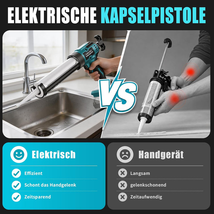 Akku Kartuschenpresse für Makita 18V Akkus- 300ml, Elektrische Kartuschenpresse mit LED-Licht und 6