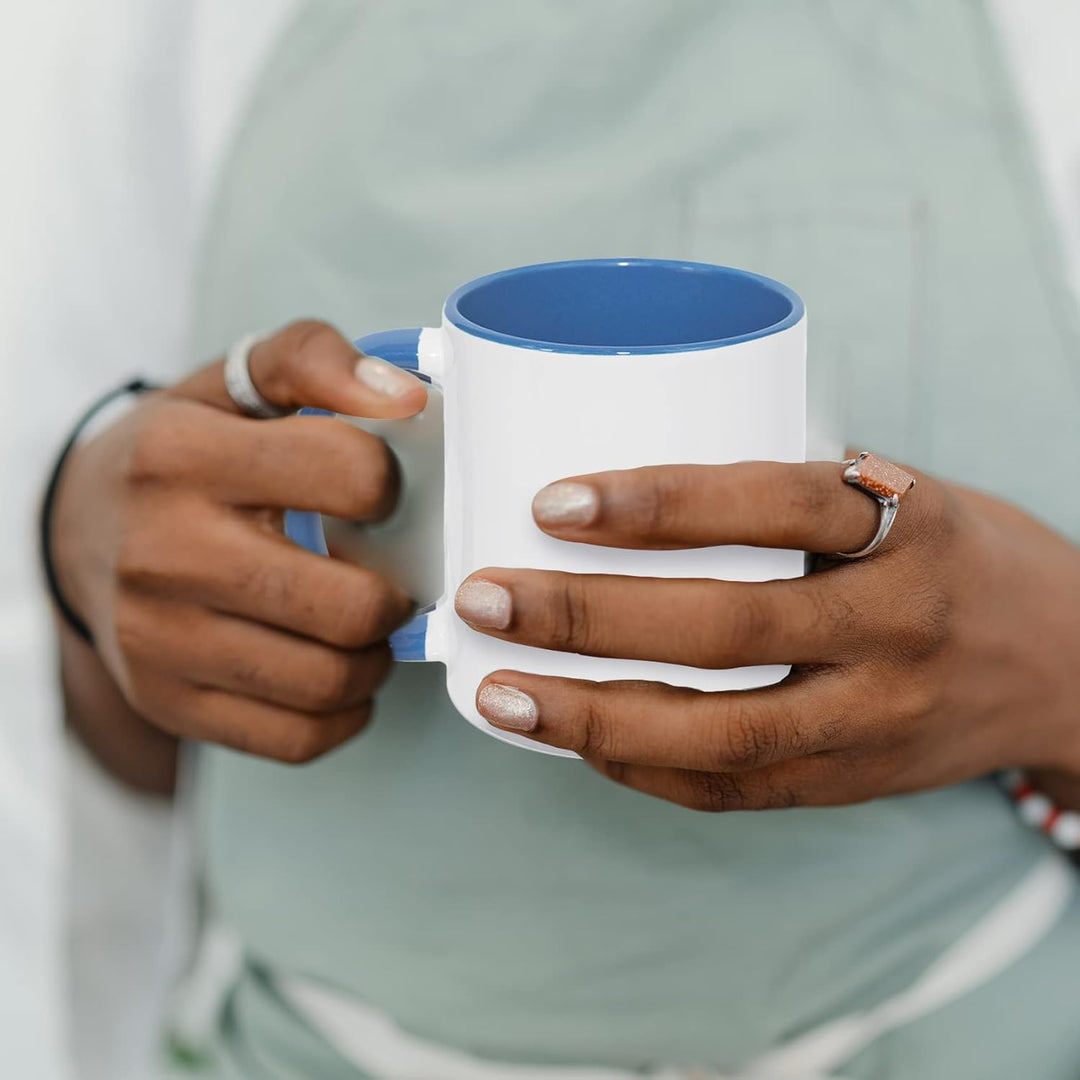 MR.R Sublimationsrohlinge Geschirrspüler Keramik Kaffeebecher mit blauer Farbe Innenseite und Griff