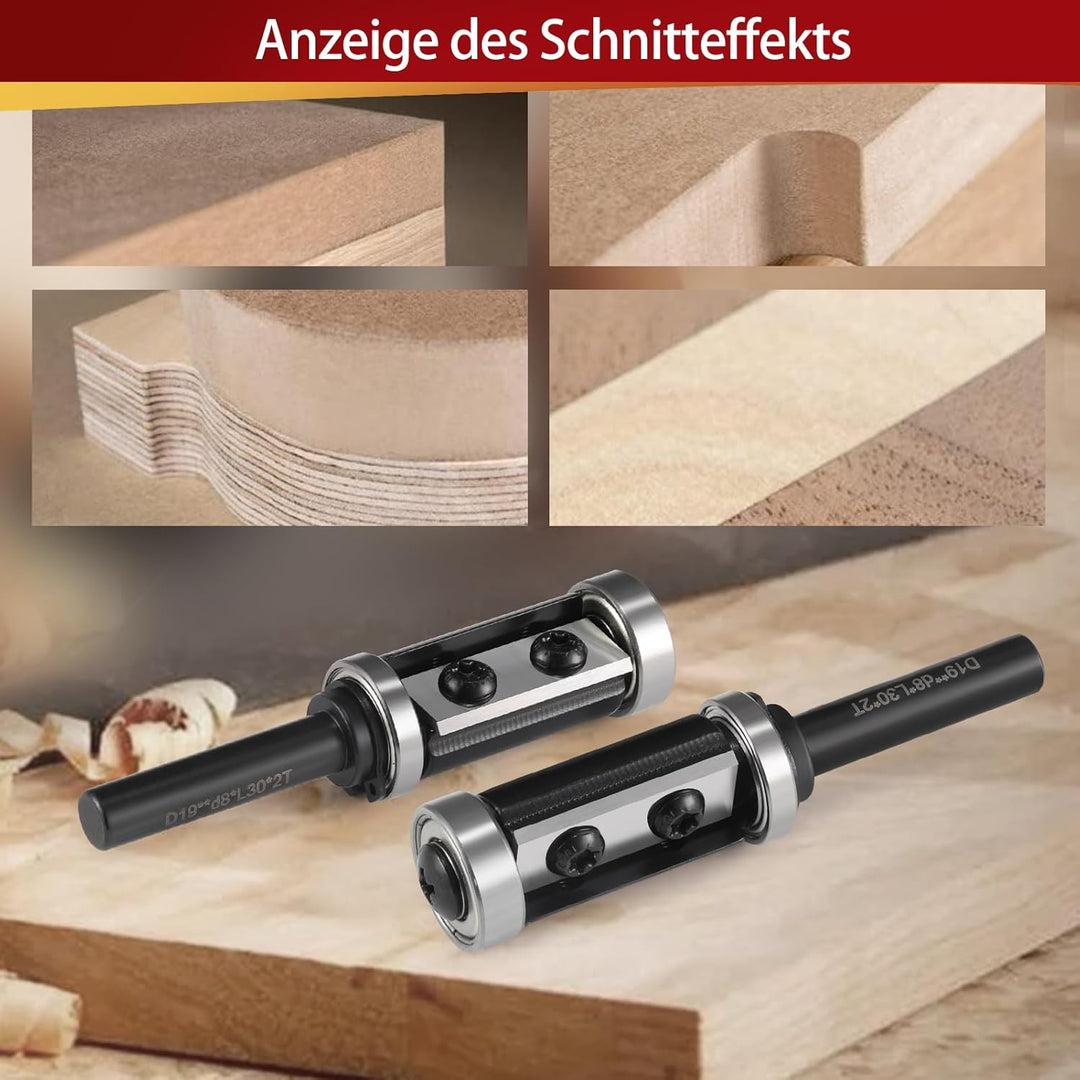 Trvoxviq Wendeplatten Bündigfräser 8mm Schaft, Bündigfräser Oberfräse mit 2-seitigen Austauschbare H