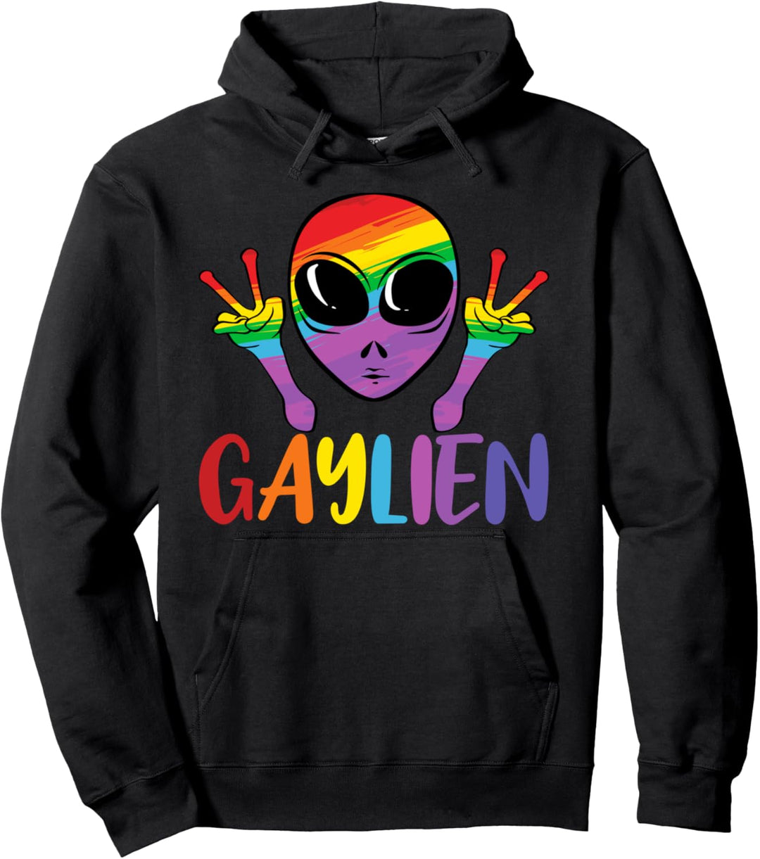 Buntes Alien Gaylien homosexuelles LGBTQ Schwul Lesben Pullover Hoodie