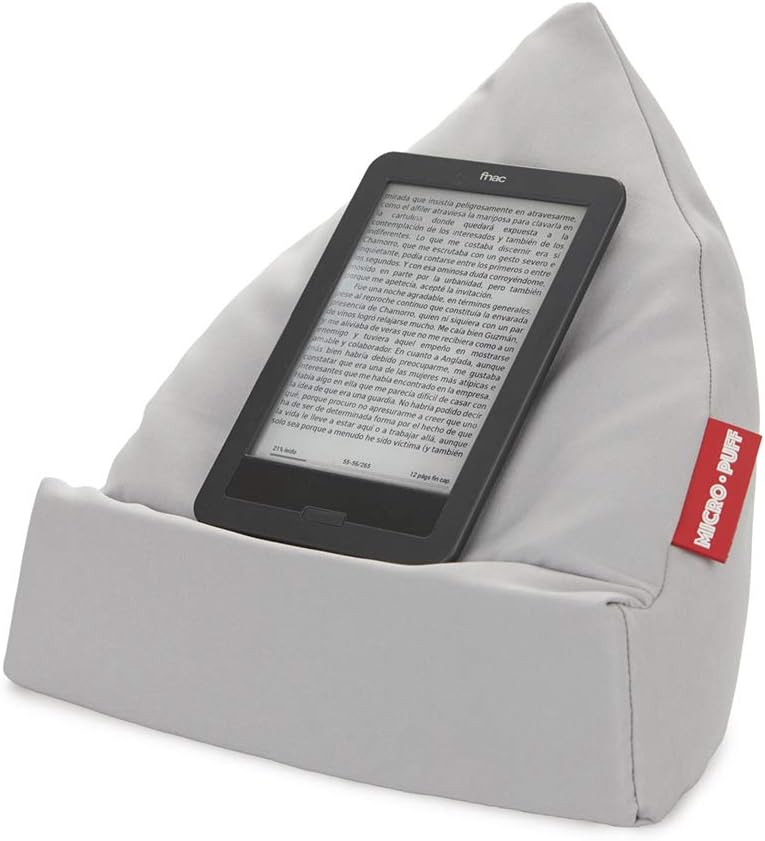 balvi Micro Puff Grau Farbe Kissen Tablette, Smartphone, E-Bücher Desenfundable Baumwolltasche Polye
