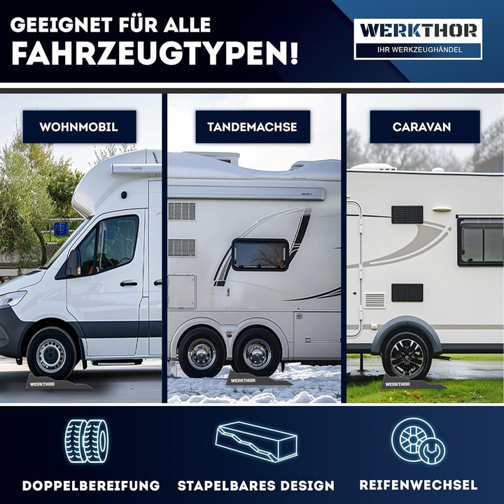 WERKTHOR Auffahrkeile für Wohnmobil - [2er Set] Hochbelastbare Auffahrkeile Camper für maximalen Hal