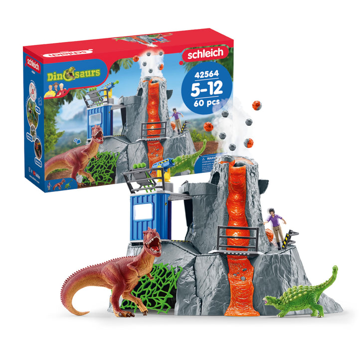 schleich 42564 Grosse Vulkan Expedition, für Kinder ab 5-12 Jahren, DINOSAURS - Spielset Single neue