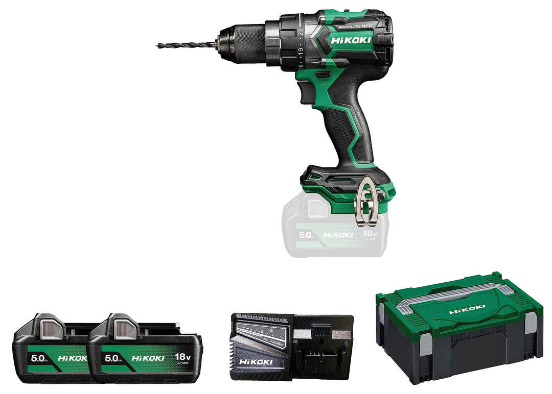 HIKOKI Akku Bohrschrauber DS18DCWPZ, Bohrfutterweite: 1,5-13 mm (18V, 5,0 Ah Li-ion Akku, Max. Festd