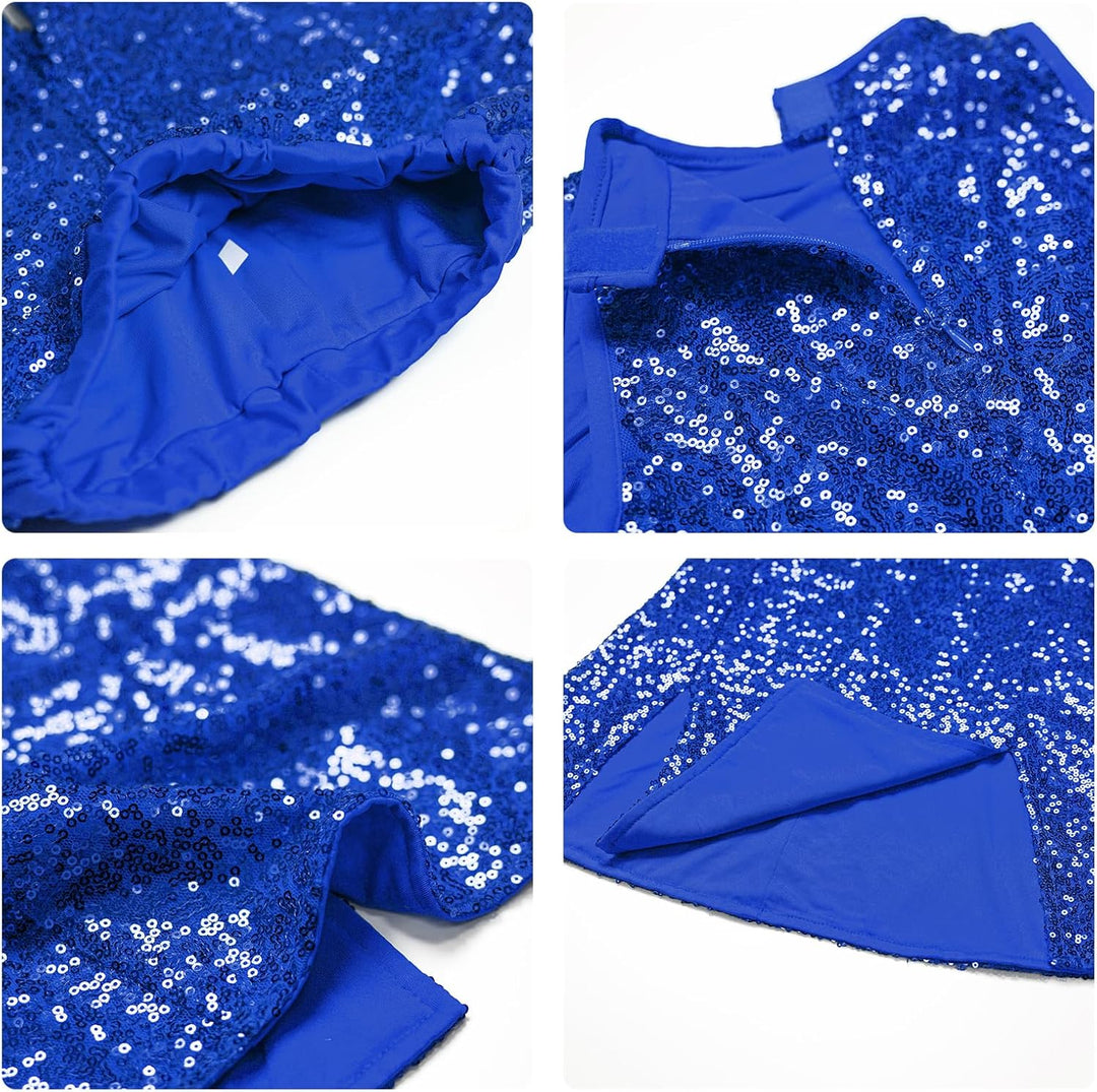 LOLANTA Mädchen Pailletten-Kostüm Hip Hop Dancewear Funkelndes Tanzkleid Gesetzt 5-6 Jahre Blau, 5-6