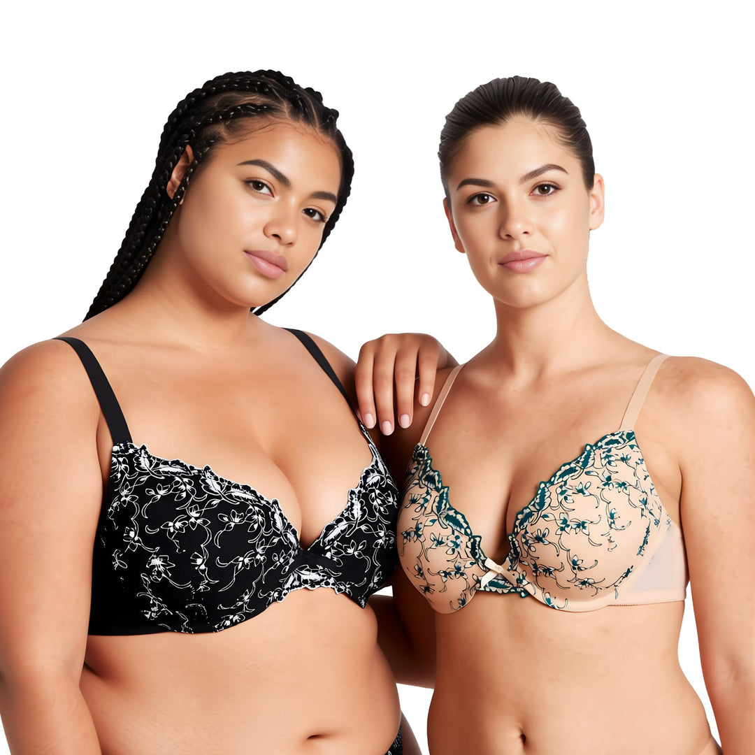 Curve Muse Frauen Übergrösse 1 Tasse Hochdrücken Bügelspitze hinzufügen Stickerei BHS 70C Nackt, Sch