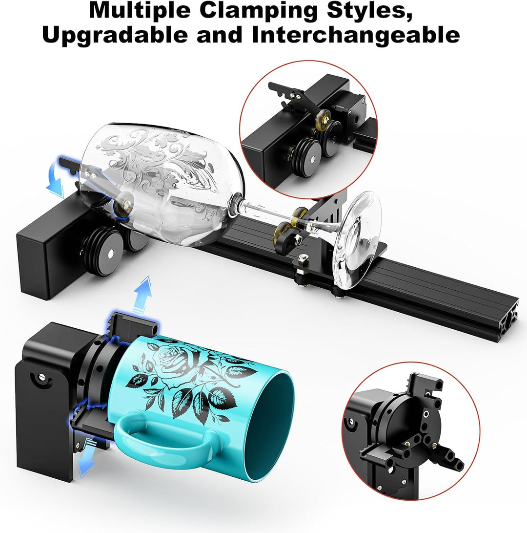 Twotrees TS5 Rotationslaser-Gravurmaschine für Tassen Flaschen, 3-in-1 Laser Rotary Roller, vorinsta