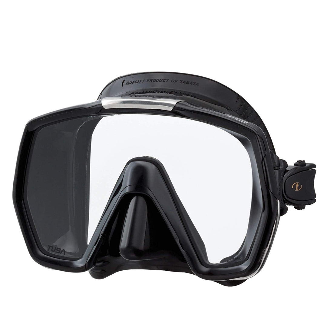 Taucherbrille Tusa Freedom HD - einglas tauchmaske schnorchelmaske erwachsene profi (M-1001) Schwarz