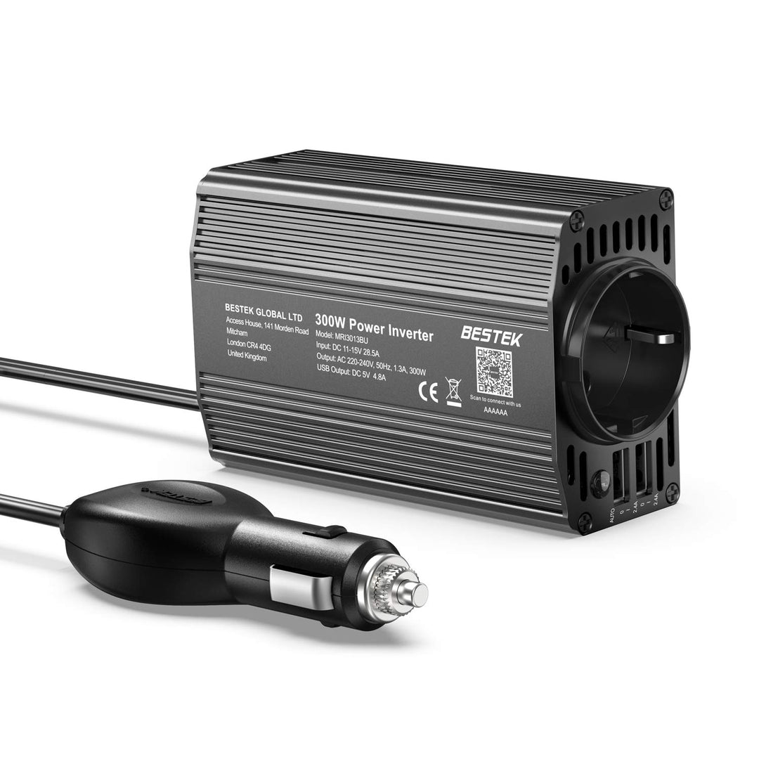 BESTEK 300W Wechselrichter/Spannungswandler 12v 230v /Stromwandler Inverter 12v auf 230v /mit Zertif