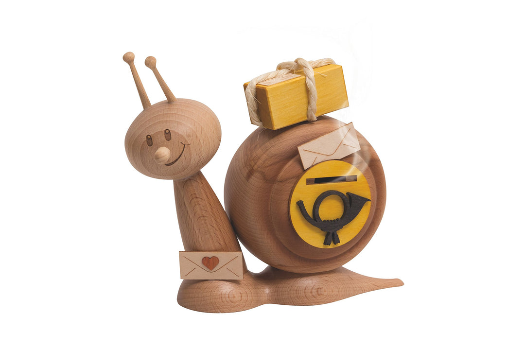 Kuhnert Drechslerei Rauchschnecke/Räucherfigur aus Holz - Sunny Postschnecke - Höhe: ca. 15cm - Made