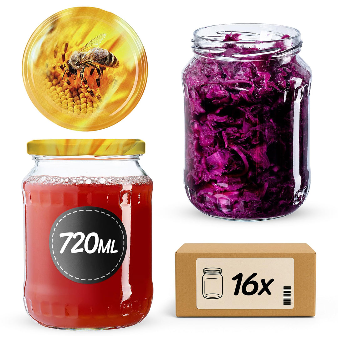 KADAX Einmachgläser, Marmeladengläser 720 ml, Einmachgläser mit Schraubdeckel, Gläser mit Schraubver