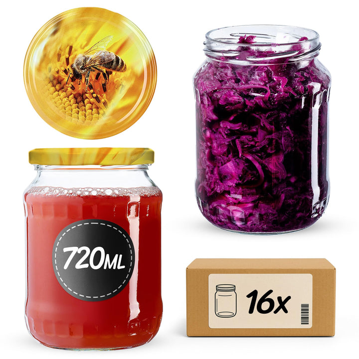 KADAX Einmachgläser, Marmeladengläser 720 ml, Einmachgläser mit Schraubdeckel, Gläser mit Schraubver